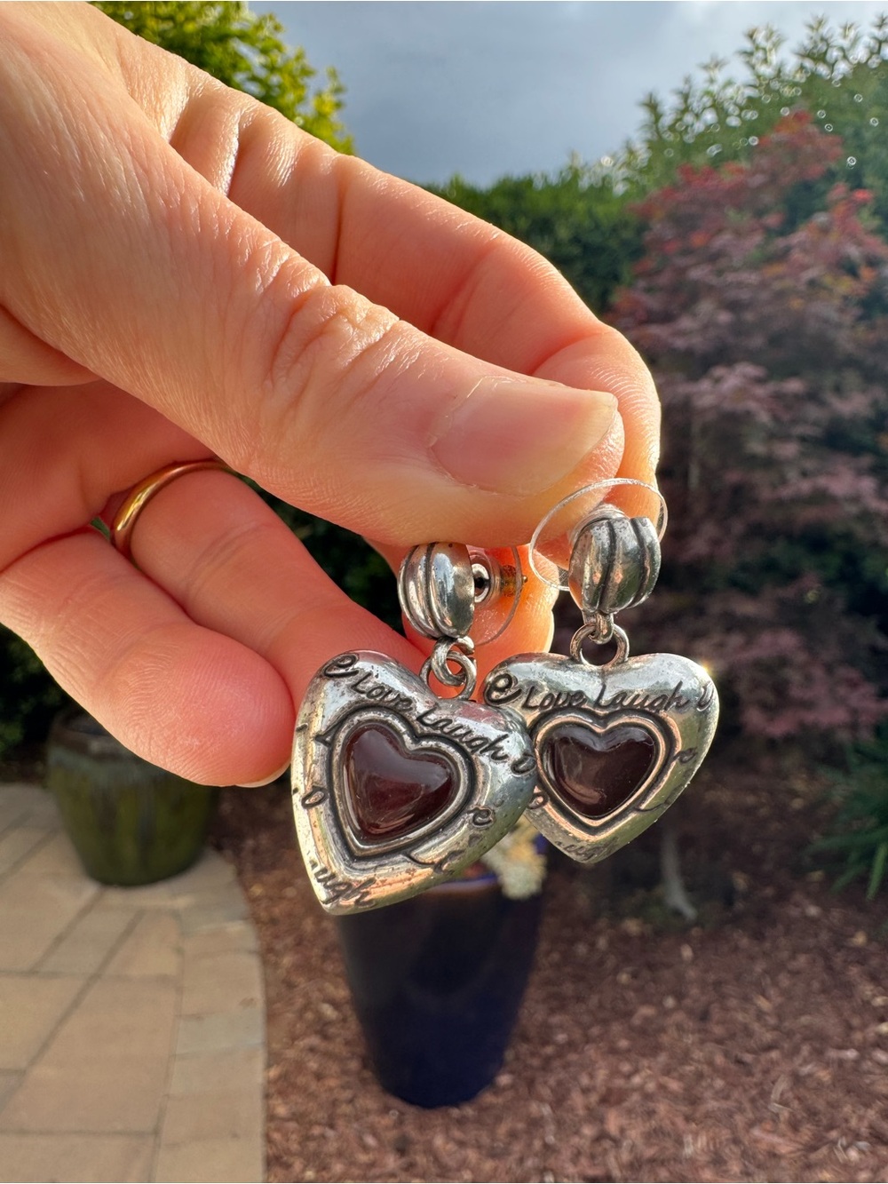 Brighton silver with brown hearts